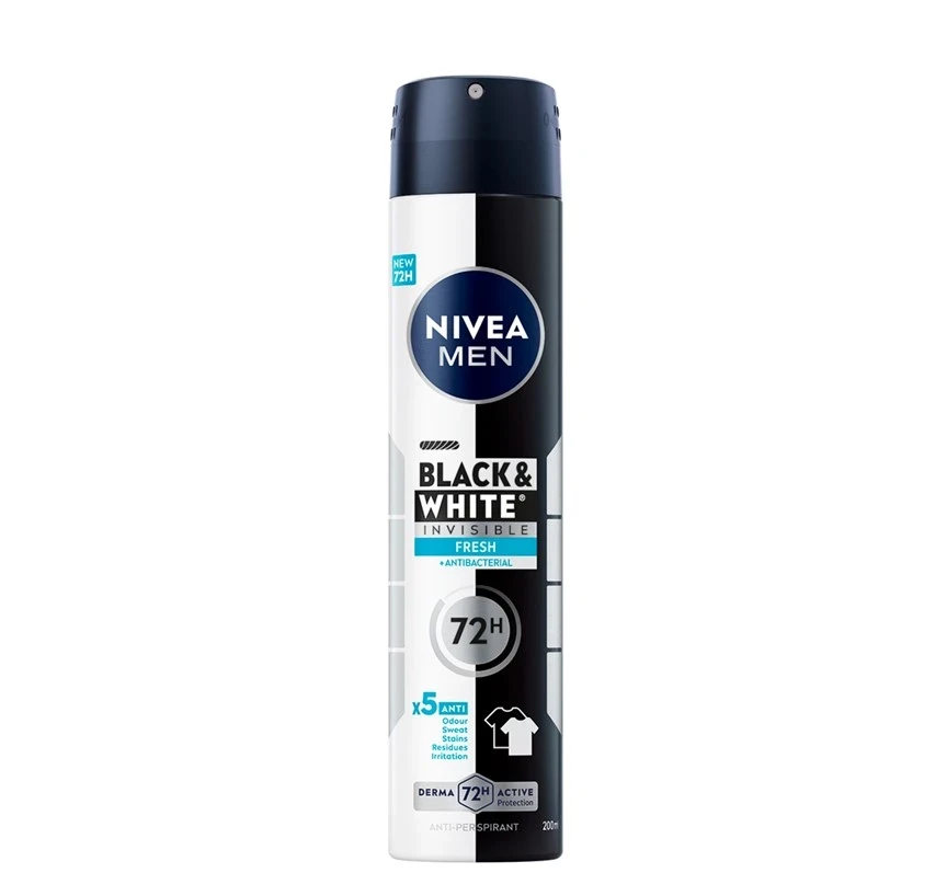 Nivea Muški dezodorans Black&White Invisible Fresh 85975, 200ml