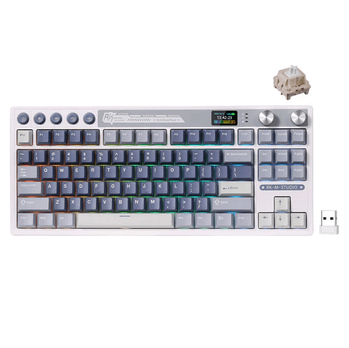 Royal Kludge Gaming mehanička tastatura M87, Tri-Mod, RGB, Hot-Swappable,Siva