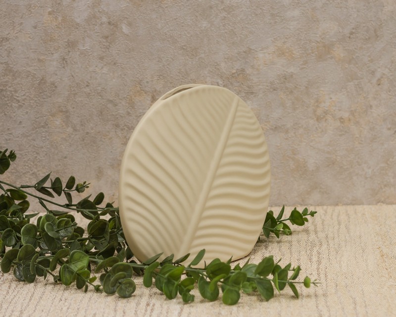 Vaza Slim HT3186, Keramička, 21 cm, Krem