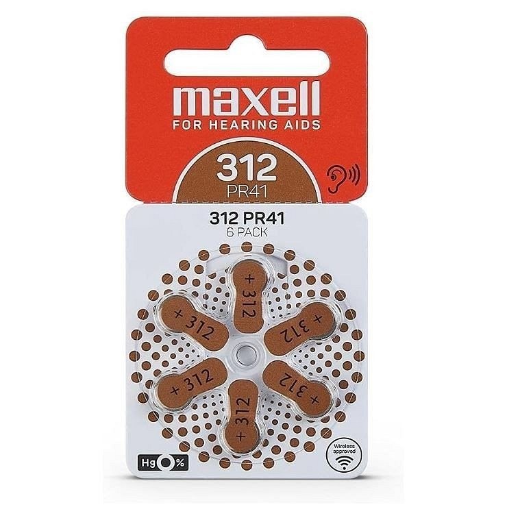 MAXELL Zinc baterija PR41 312, 6 komada