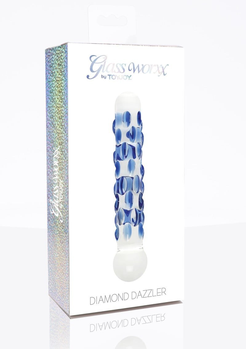 TOYJOY Dildo Diamond Dazzler, Stakleni, 18 cm, Plavi
