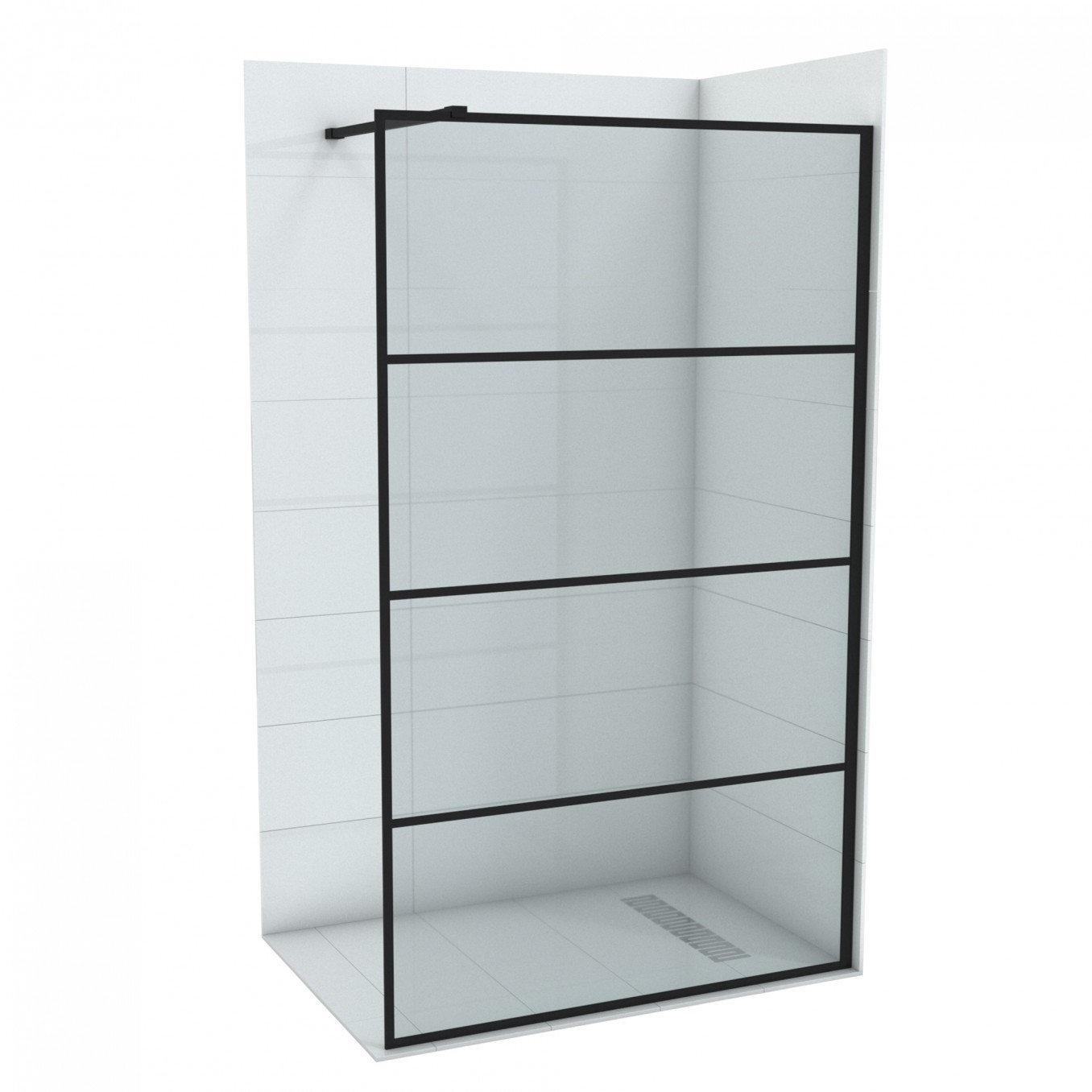 COPEN Walk-in paravan Monte, 100 x 200 cm, Providno staklo 8 mm, Crni ram
