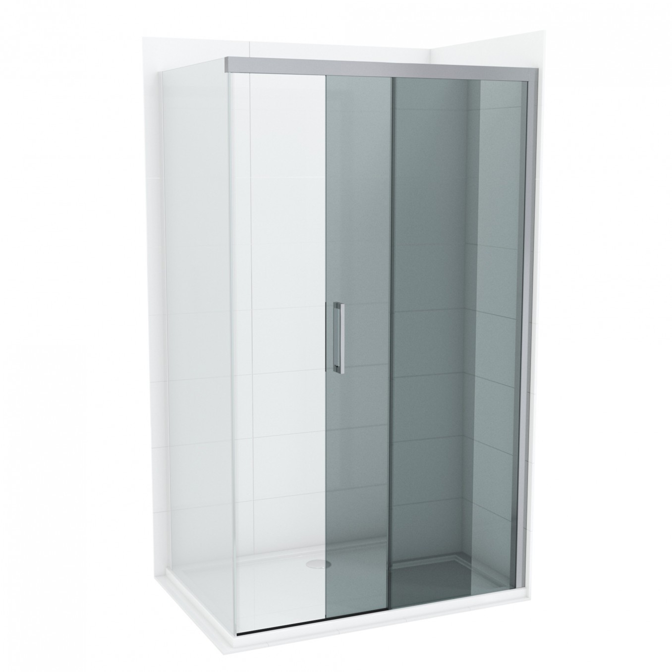 COPEN Stakleni paravan Alpha 140 x 200 cm, Tamno staklo 8 mm, Soft close, Hromirani ram