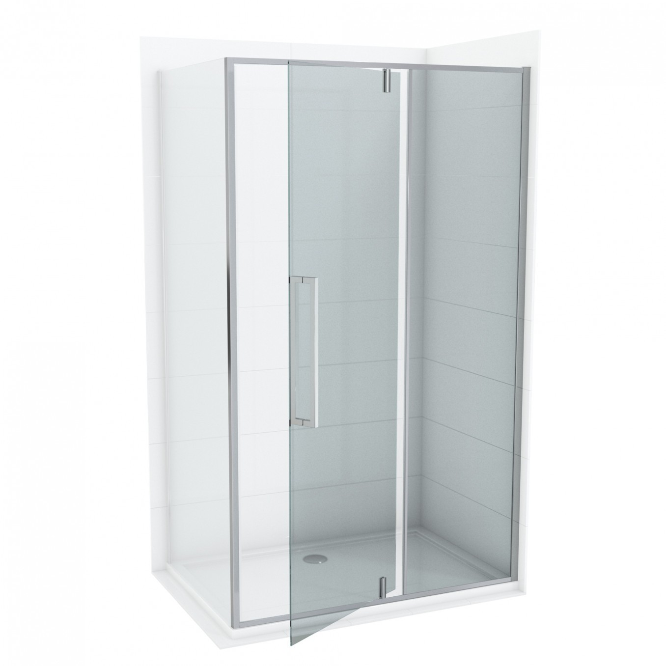 COPEN Stakleni paravan Absolut 100 x 200 cm, Providno staklo 6 mm, Pivot vrata, Hromirani ram