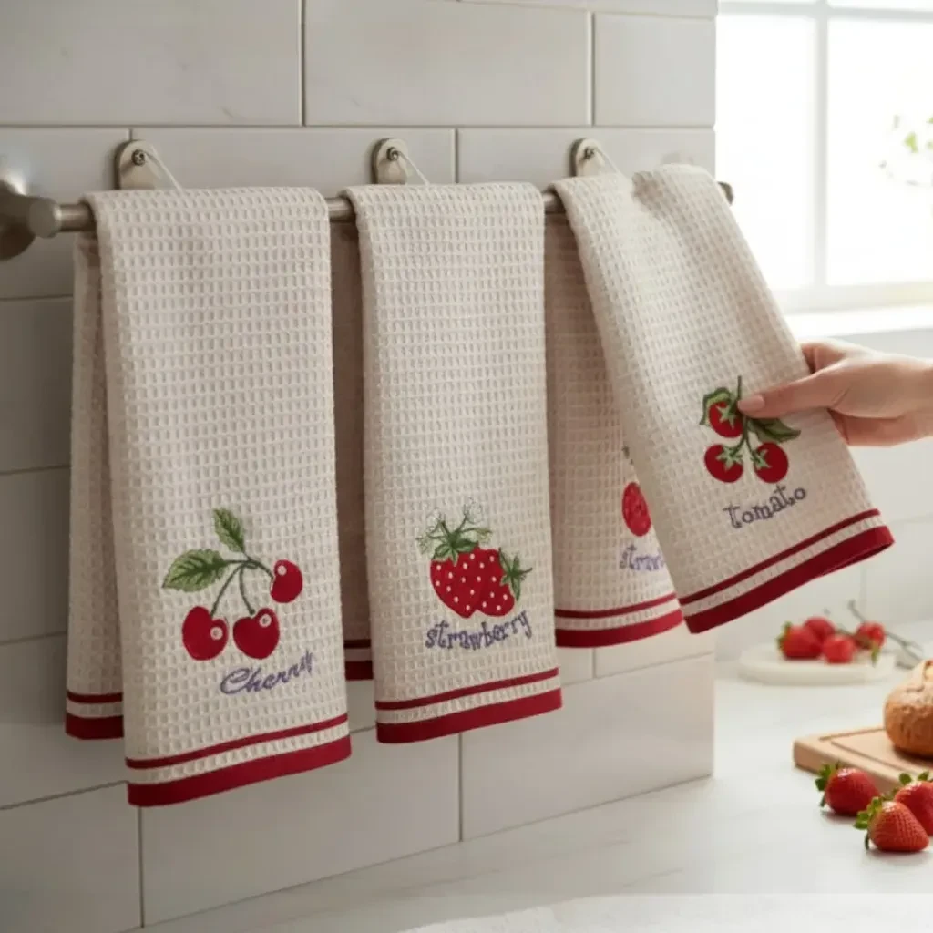 Viktorija Set kuhinjskih krpa Wafle, 40x60cm, 6 komada, Crveni