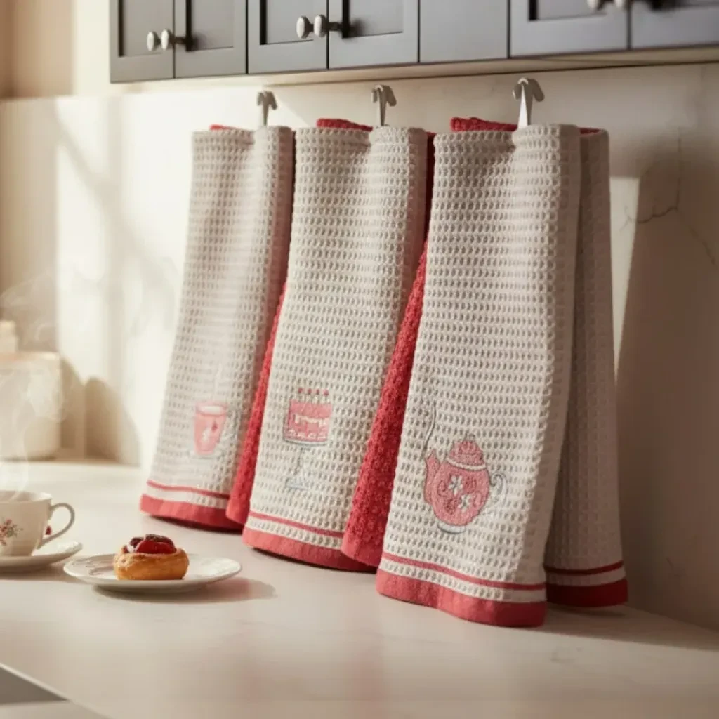 Viktorija Set kuhinjskih krpa Wafle, 40x60cm, 6 komada, Roze-bež