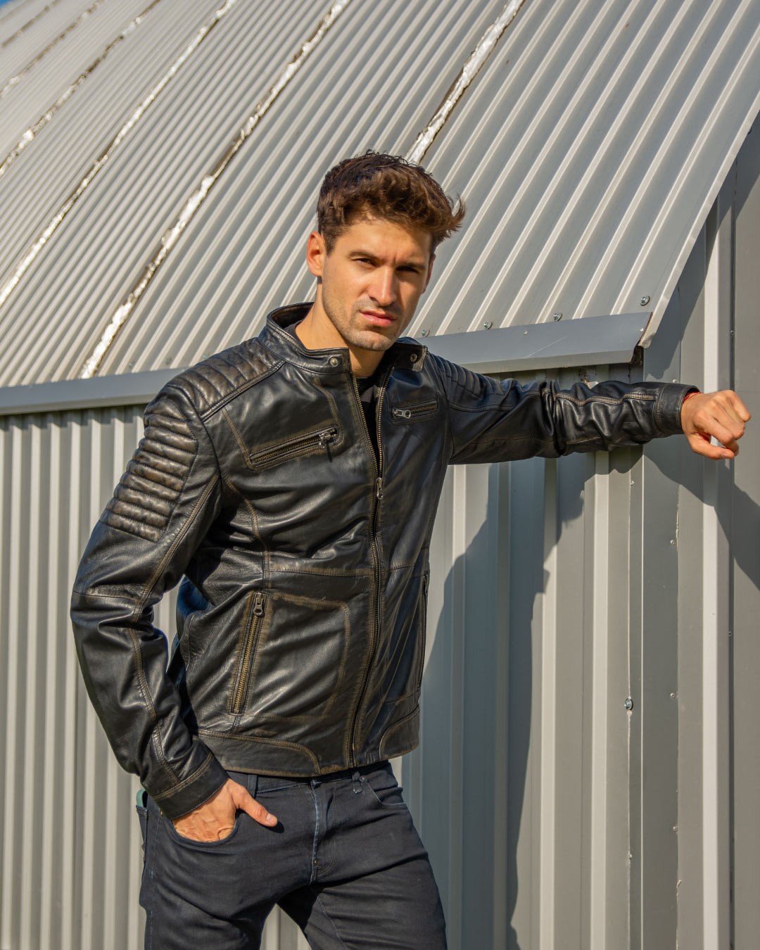 MUSTANG Muška kožna jakna Gaspar, Braon