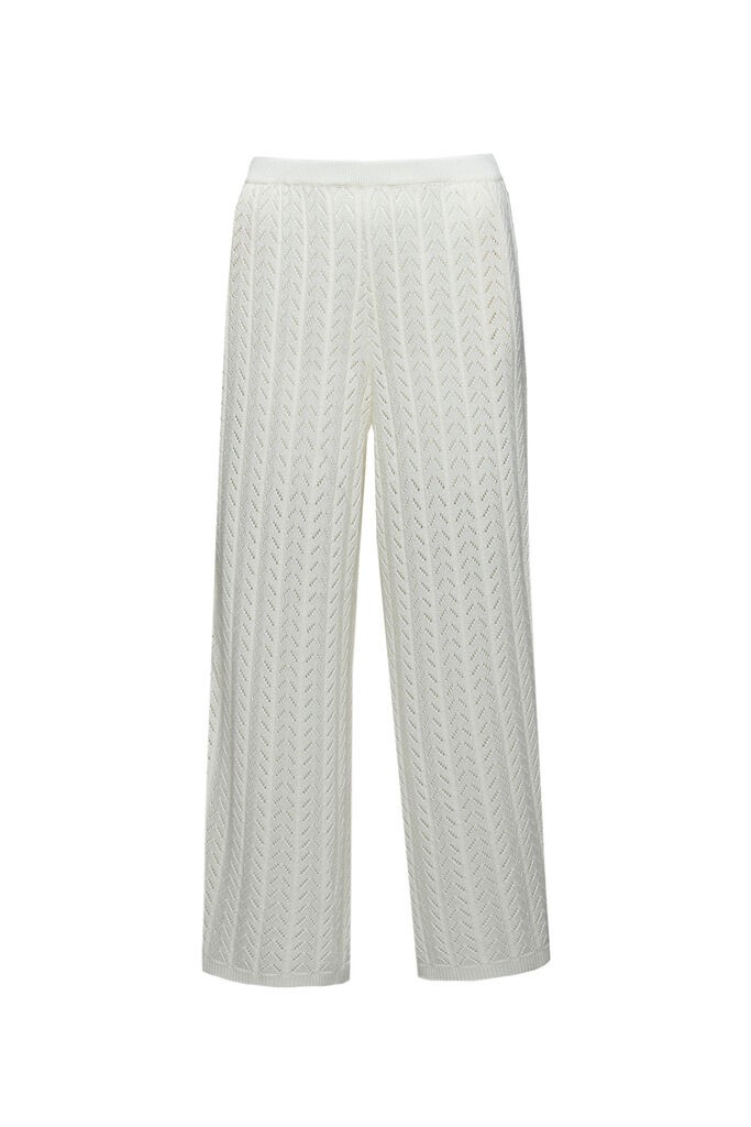 Zisuki Ženske pletene pantalone, Bele