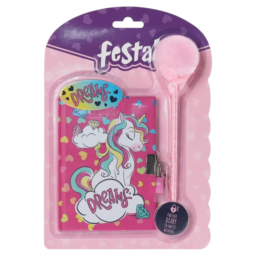 Festa Dnevnik sa ključem i hemijskom olovkom Magical tale Jednorog, Roze