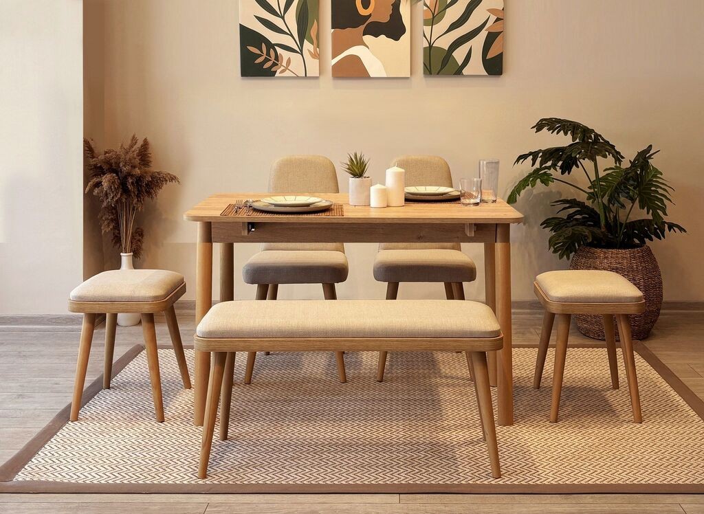 Hanah Home Set trpezarijski sto i stolice Vina Mini 03 1005, Smeđi