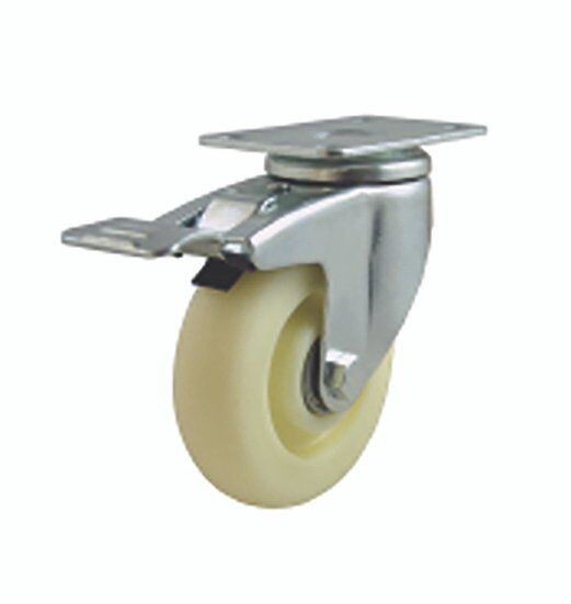 Poljobit Točak sa kočnicom, Ojačan, 125 mm, Beli