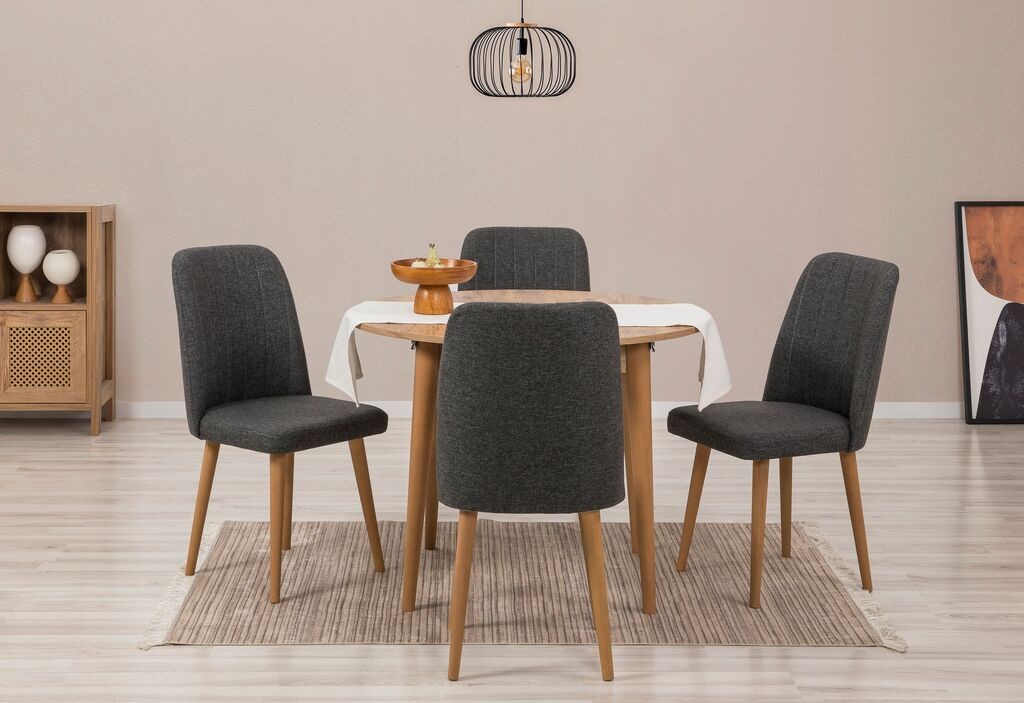 Hanah Home Set Trpezarijski sto i 4 trpezarijske stolice Vina 1053, Crni