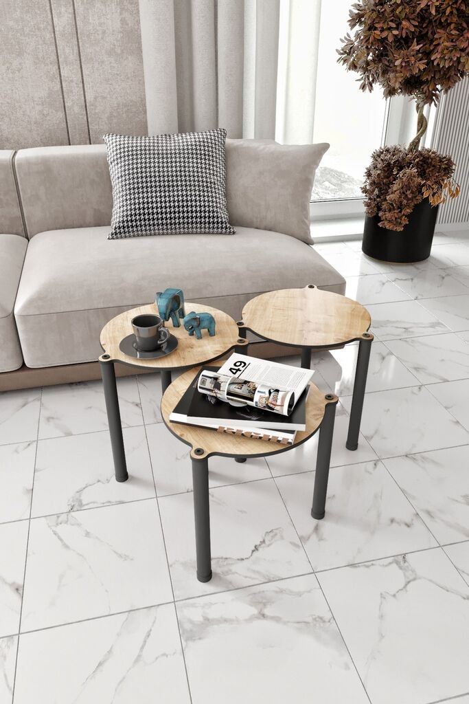 Hanah Home Set klub stolova Lavia 3, 3 komada, Hrast