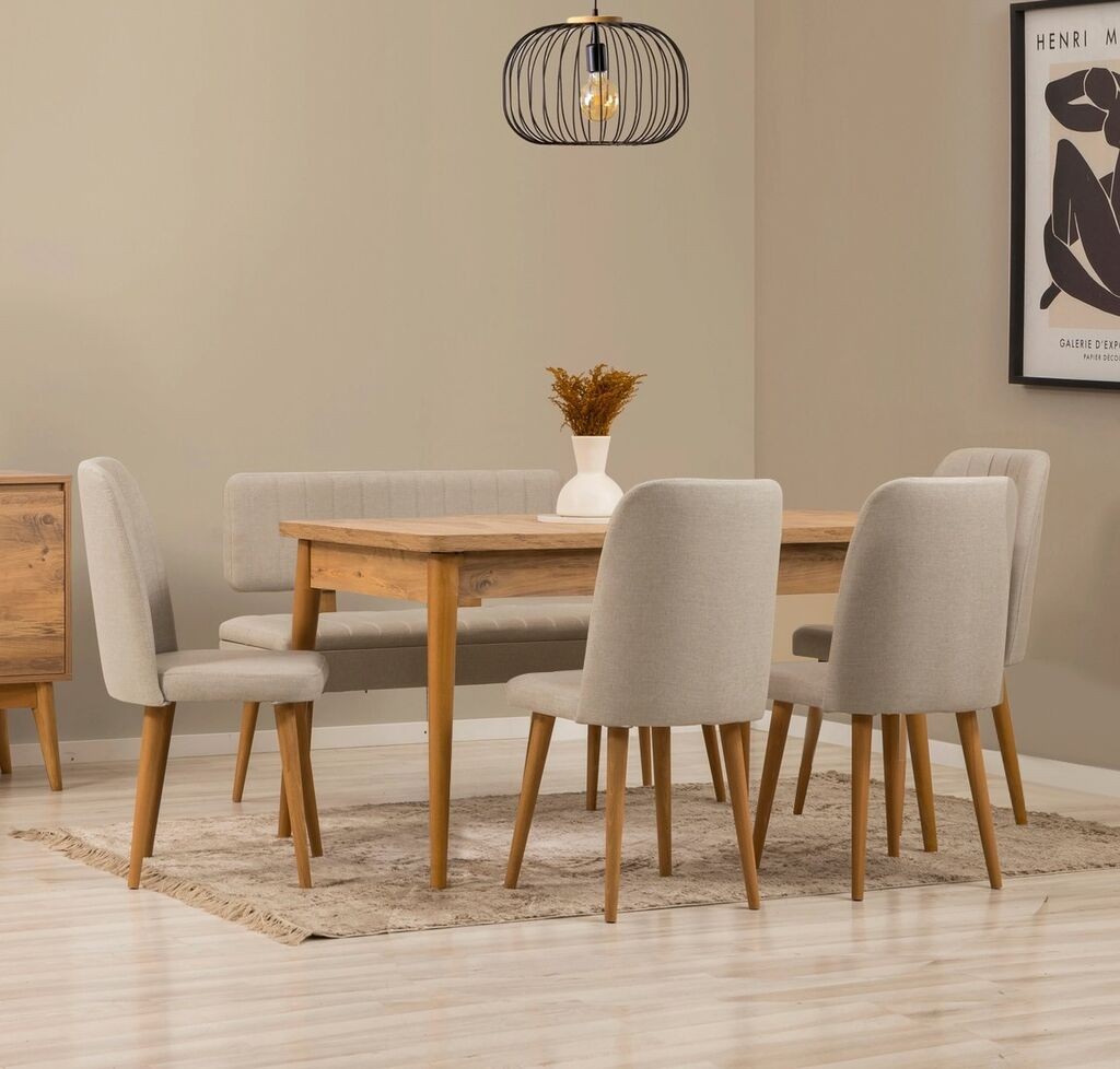 Hanah Home Set trpezarijski sto i stolice Vina, Svetlosiva