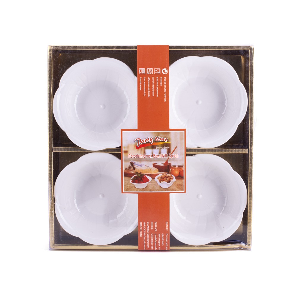 DIKER HOME Set porcelanskih činija, 11x11cm, 4 komada, Beli