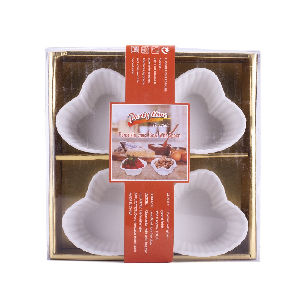 DIKER HOME Set porcelanskih činija, 8x8cm, 4 komada, Beli
