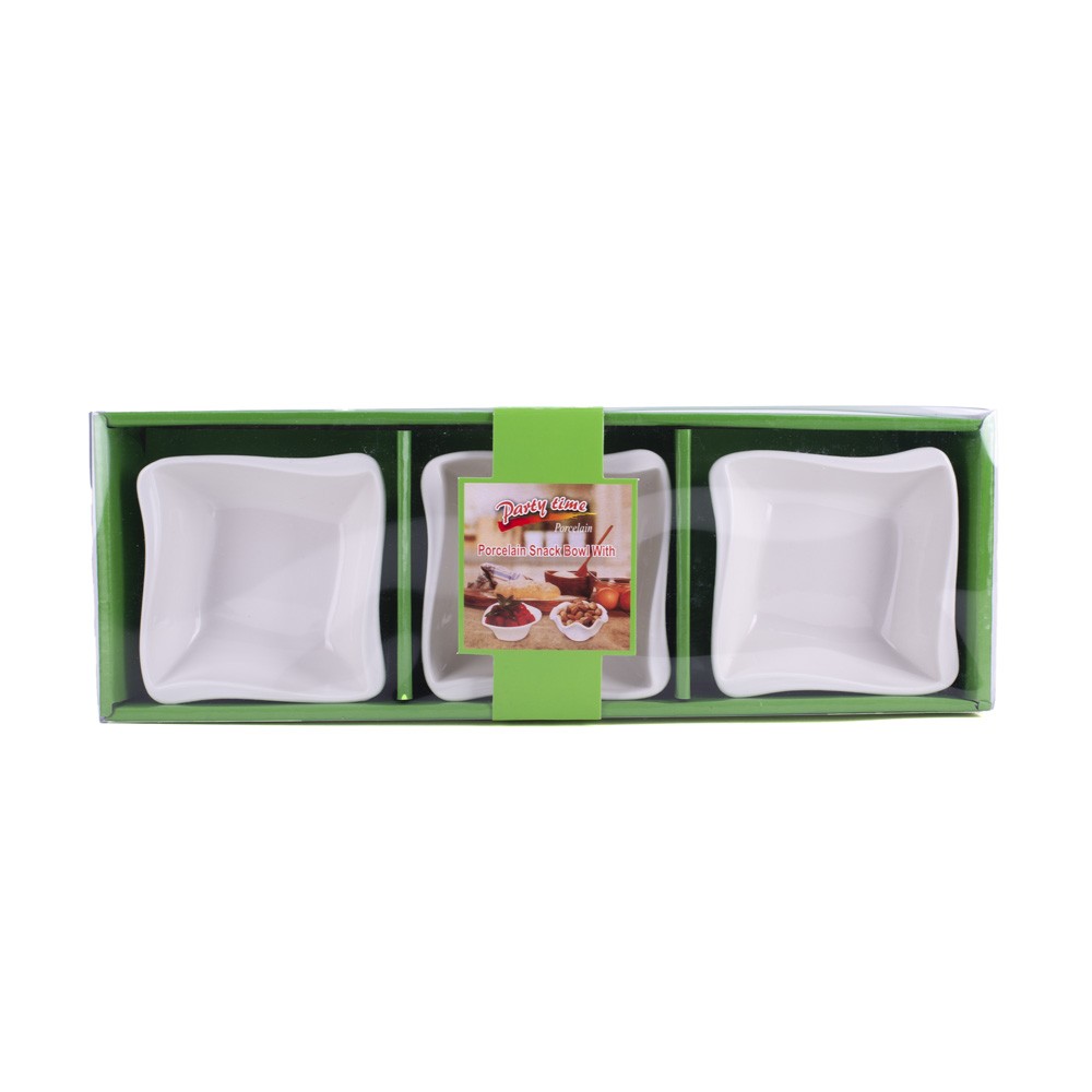 DIKER HOME Set porcelanskih činija, 9x9cm, 3 komada, Beli