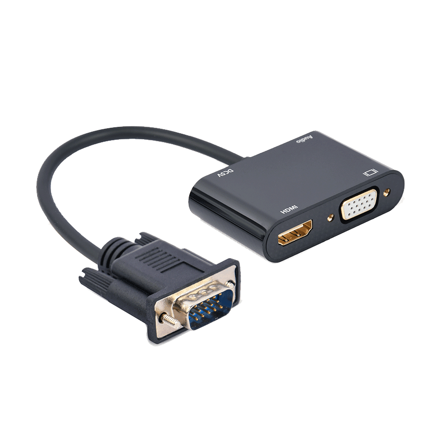 Gembird video adapter kabl, VGA na HDMI + VGA, 0,15 m A-VGA-HDMI-02, crni