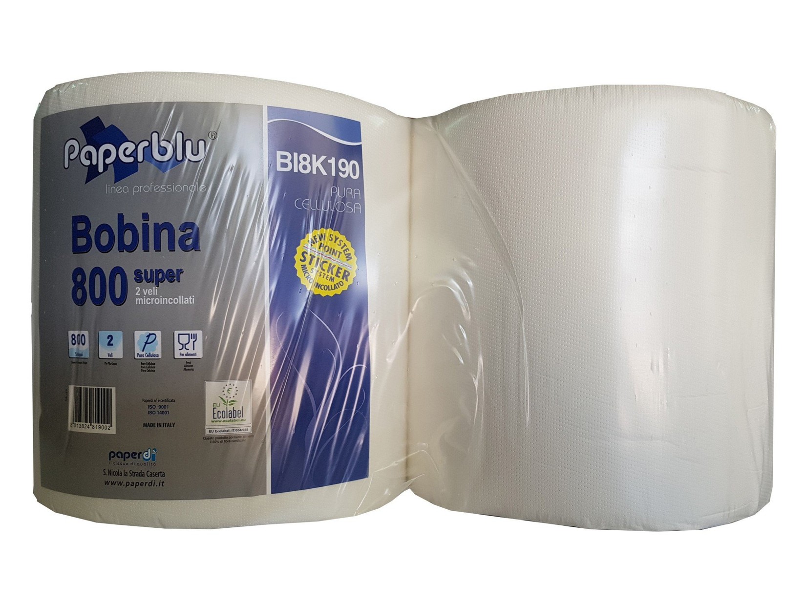 PAPERBLU Papirni ubrus Super Bobina 800, Dvoslojni, 2 rolne, Beli