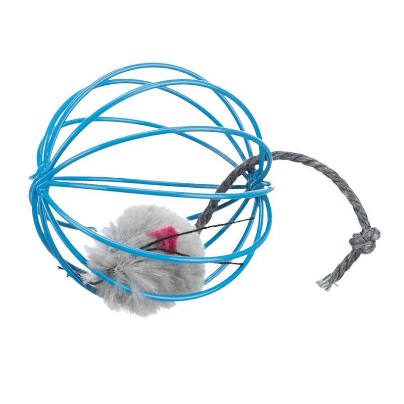 TRIXIE Igračka za mačke Miš u loptici, Plavo-bela