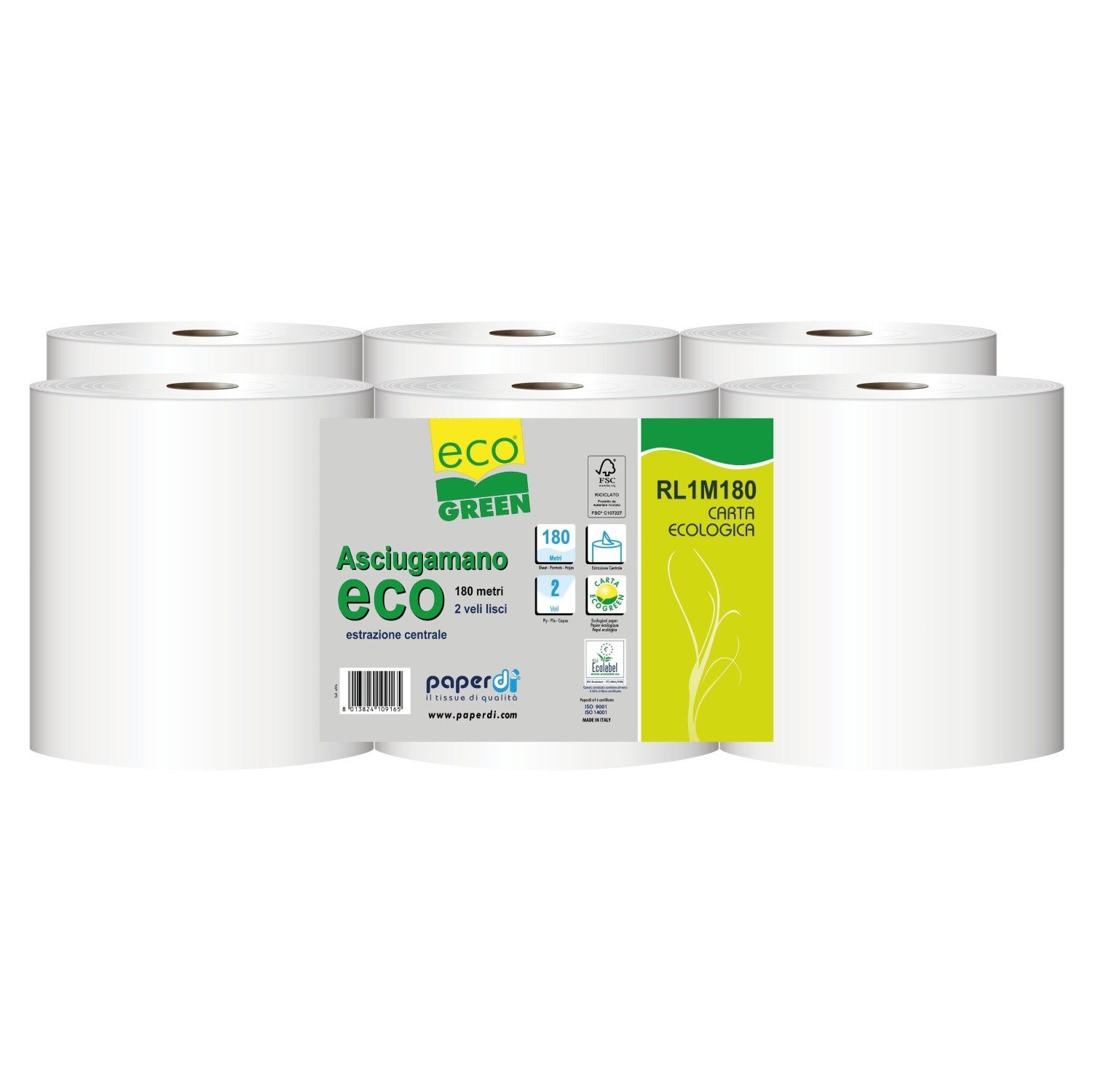 PAPERBLU Papirni ubrus, Reciklirani papir, 180m, Dvoslojni, 6 rolni