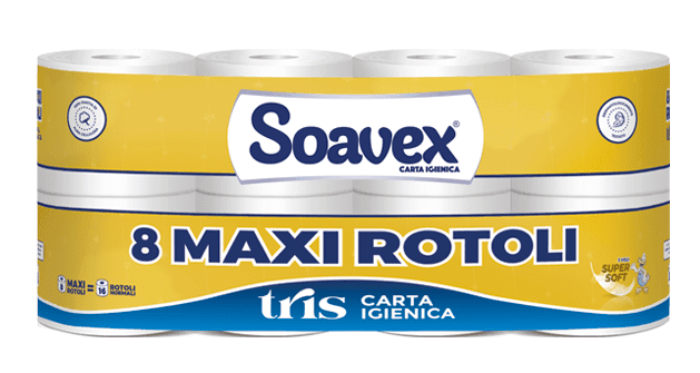 SOAVEX Toalet papir Tris Maxi, Troslojni, 8 rolni
