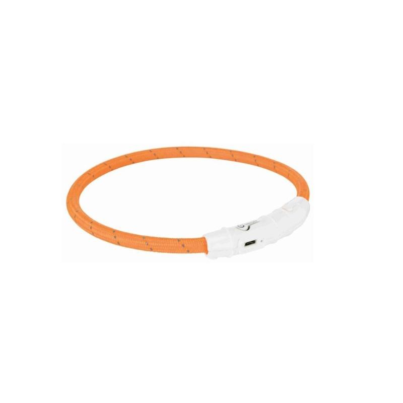 TRIXIE Ogrlica za pse, Svetleća, USB, Narandžasta