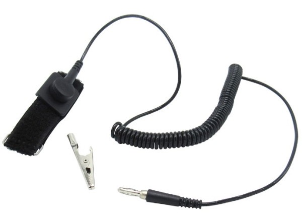 NEDIS Antistatik narukvica sa spiralinim kablom RND 560-00192, Crna