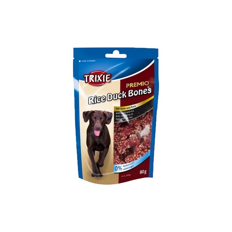 TRIXIE Poslastica za pse Premio, Pirinačne kosti sa pačetinom, 80 g