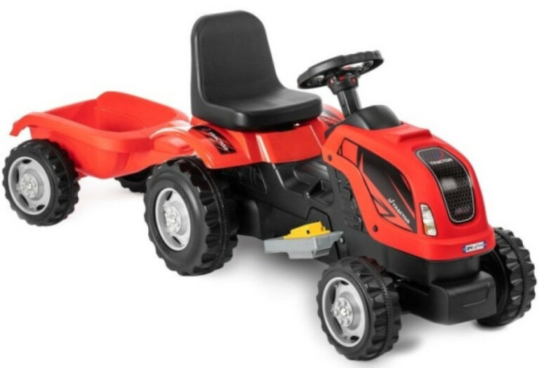 Eurobajk Traktor na pedale sa prikolicom na akumulator MMX, Crveni