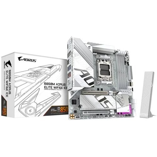 Gigabyte Matična ploča B850M AORUS ELITE WIFI6E ICE rev. 1.0, AMD Ryzen (AM5 socket), AMD B850, microATX