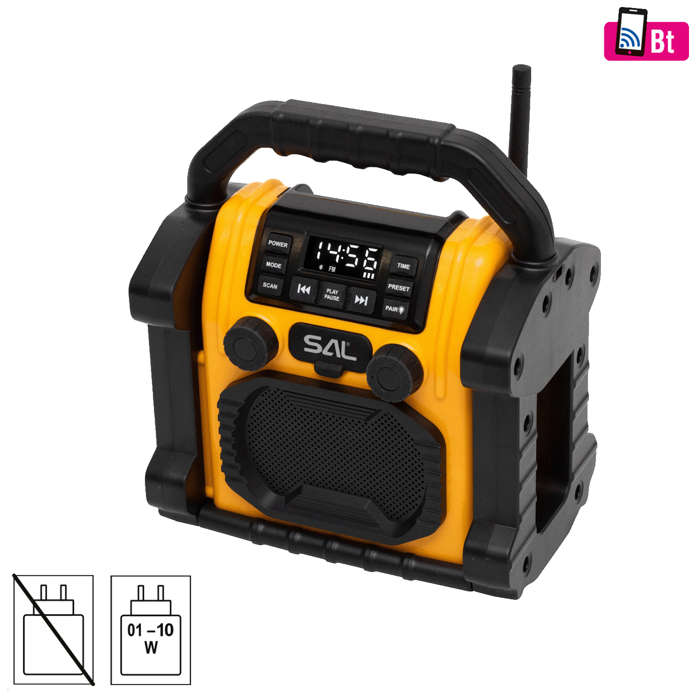 Bežični zvučnik SAL BTWORKPRO, Bluetooth, prenosni punjač, FM, 10W, crni