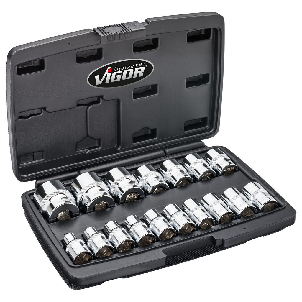Vigor Set nasadnih ključeva V7512/17, 1/2", Dvanaestougaoni, 17 komada