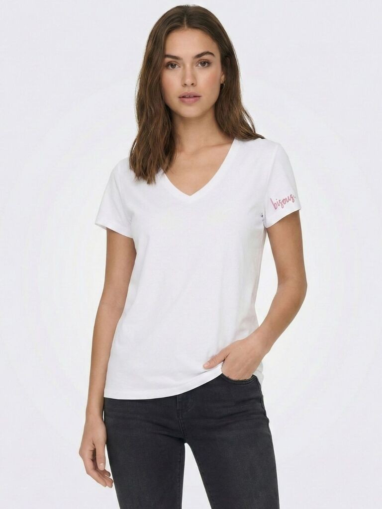 Pieces Ženska majica Serima, Kratki rukav, Bela