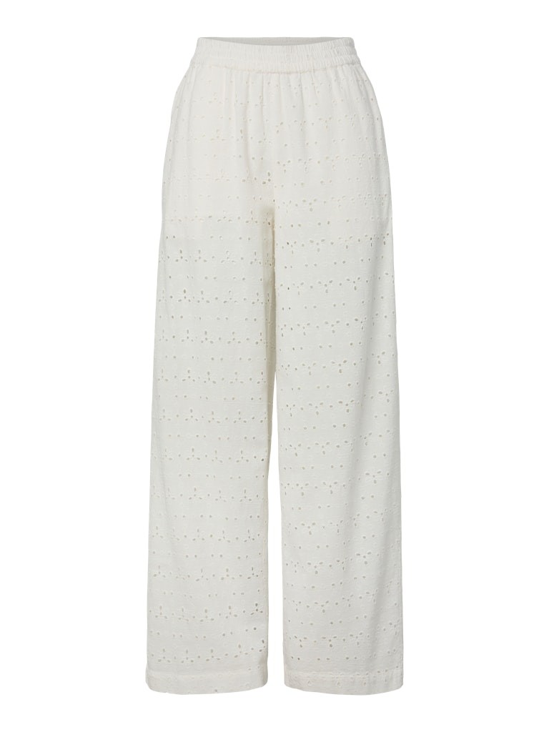 Pieces Ženske pantalone Tyla, Široke nogavice, Bele