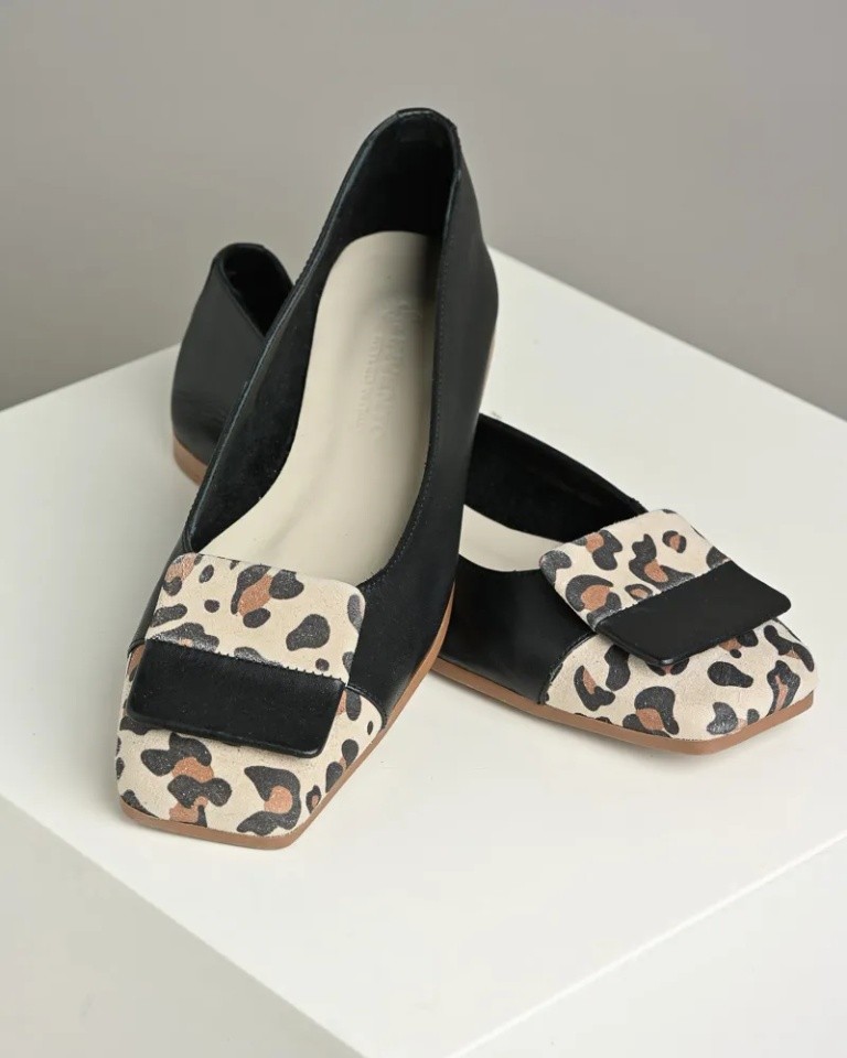 Invento Ženske kožne baletanke 97590TK1, Crne