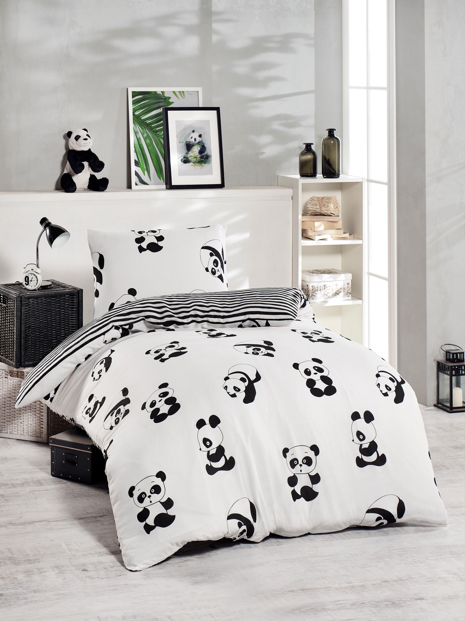 L'essentiel Maison Set Single posteljine Panda, 140x200cm, Beli