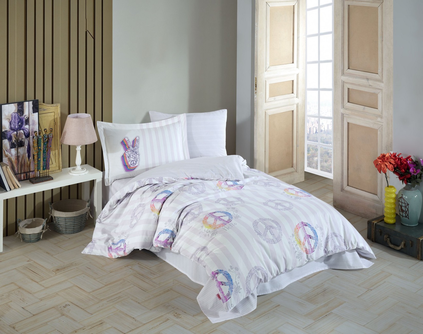 L'essentiel Maison Komplet posteljine Peace, 160x220cm, Šarena