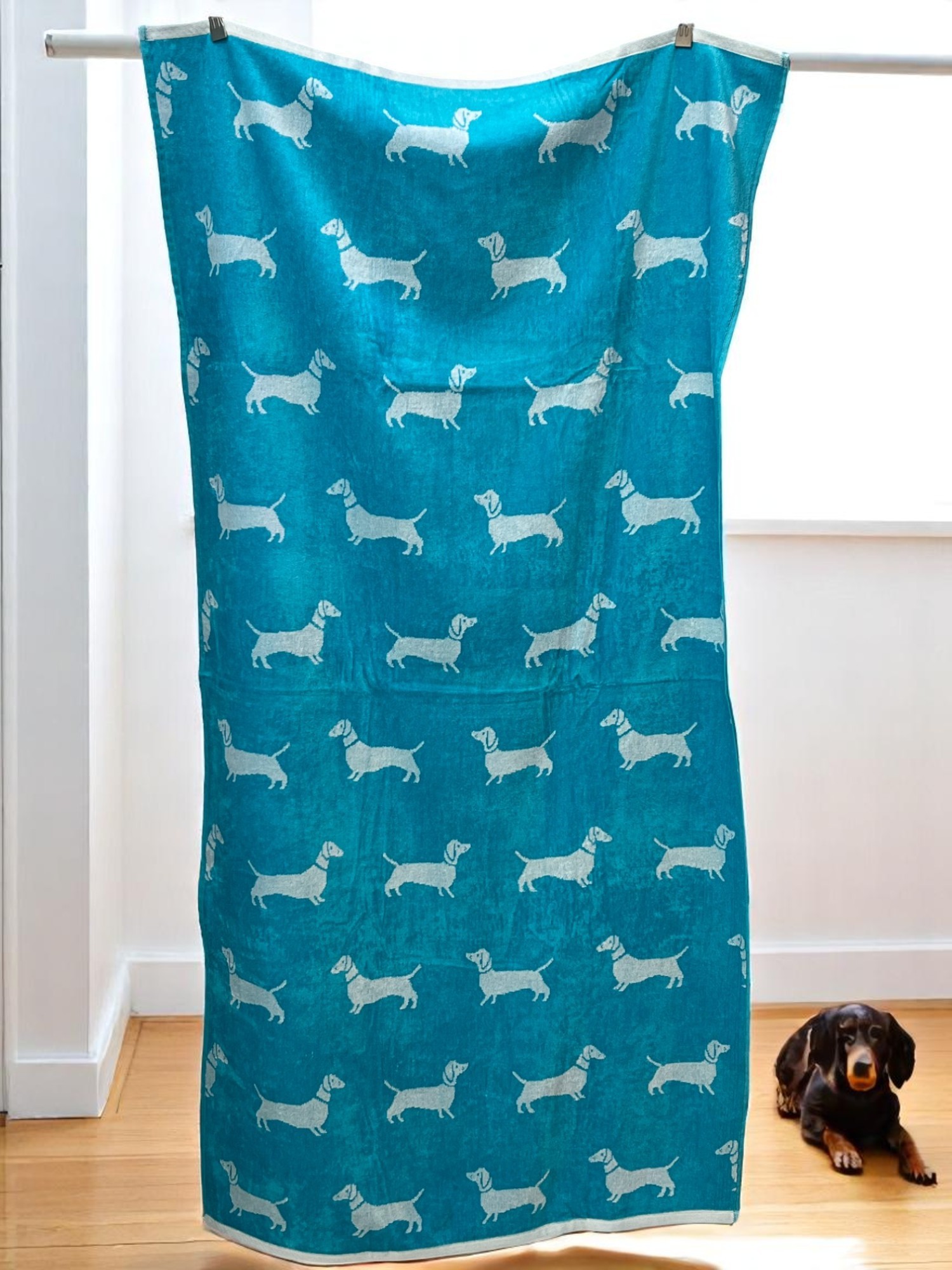 Viktorija Plažni peškir Blue Dachshund 160x83cm 100% pamuk A11, Plavi