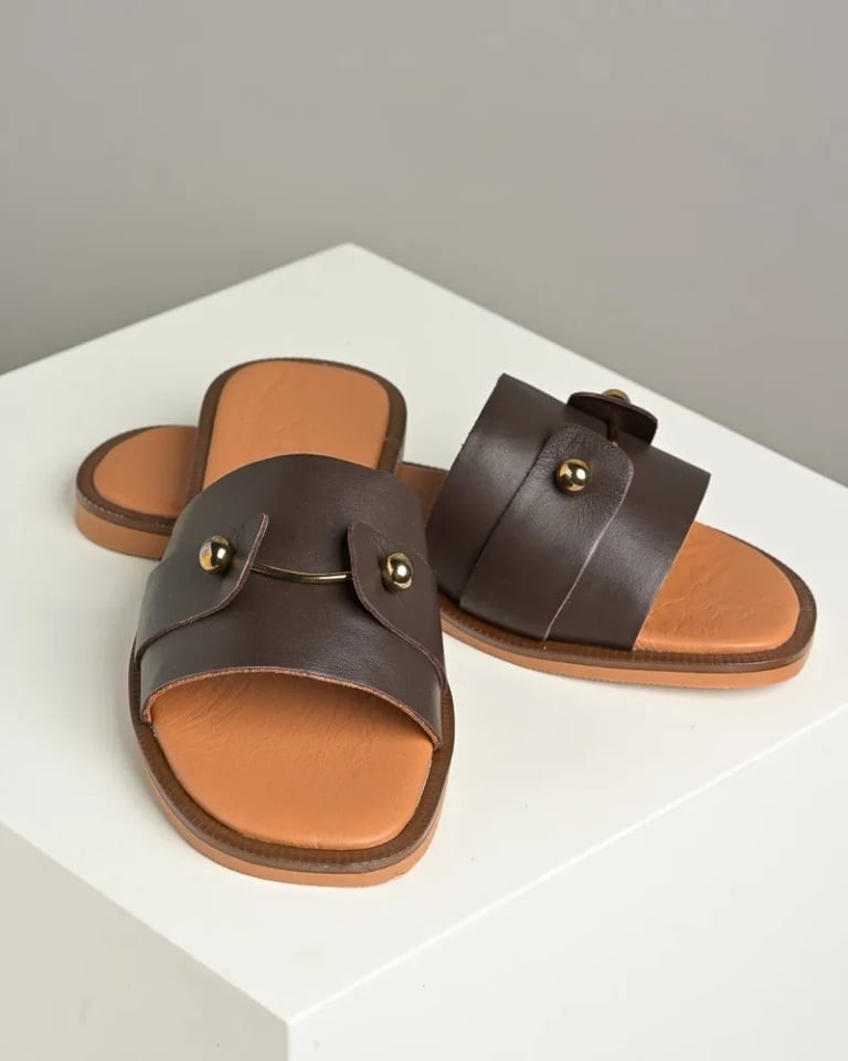 Invento Ženske kožne papuče TML72, Braon