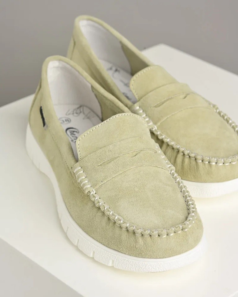 Cherry time Ženske kožne mokasine 4146, Svetlozelene