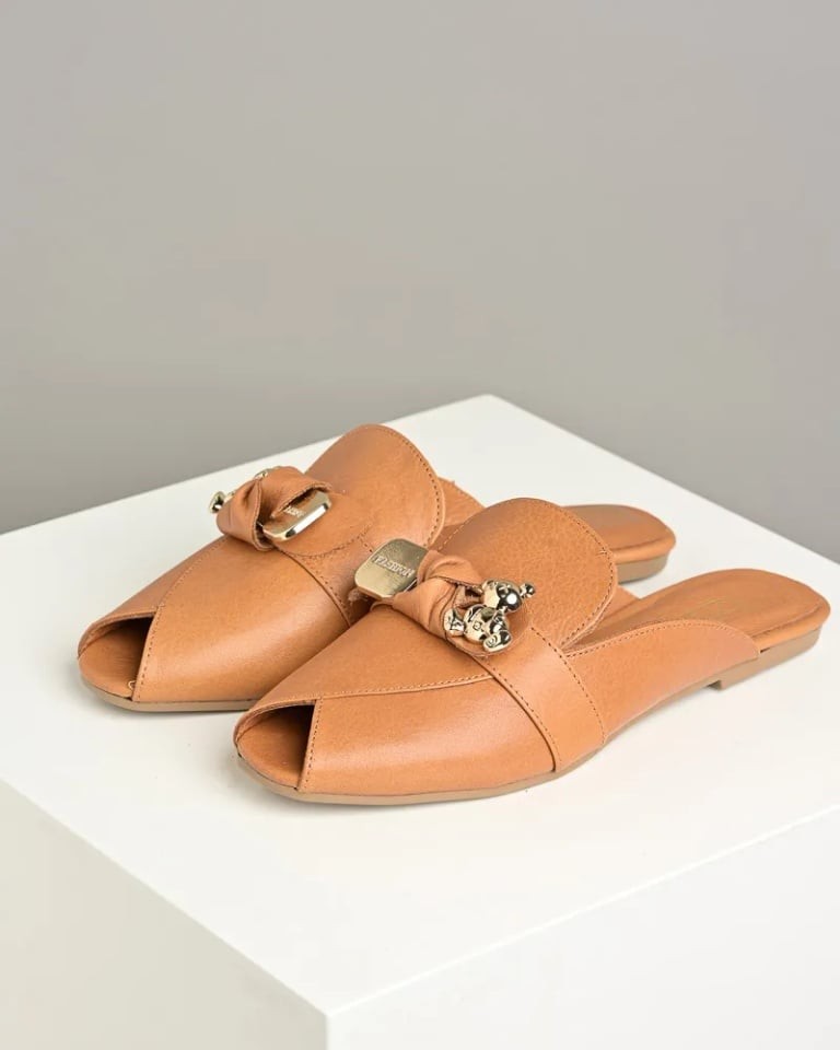 Lizizu Ženske kožne papuče 19207, Smeđe