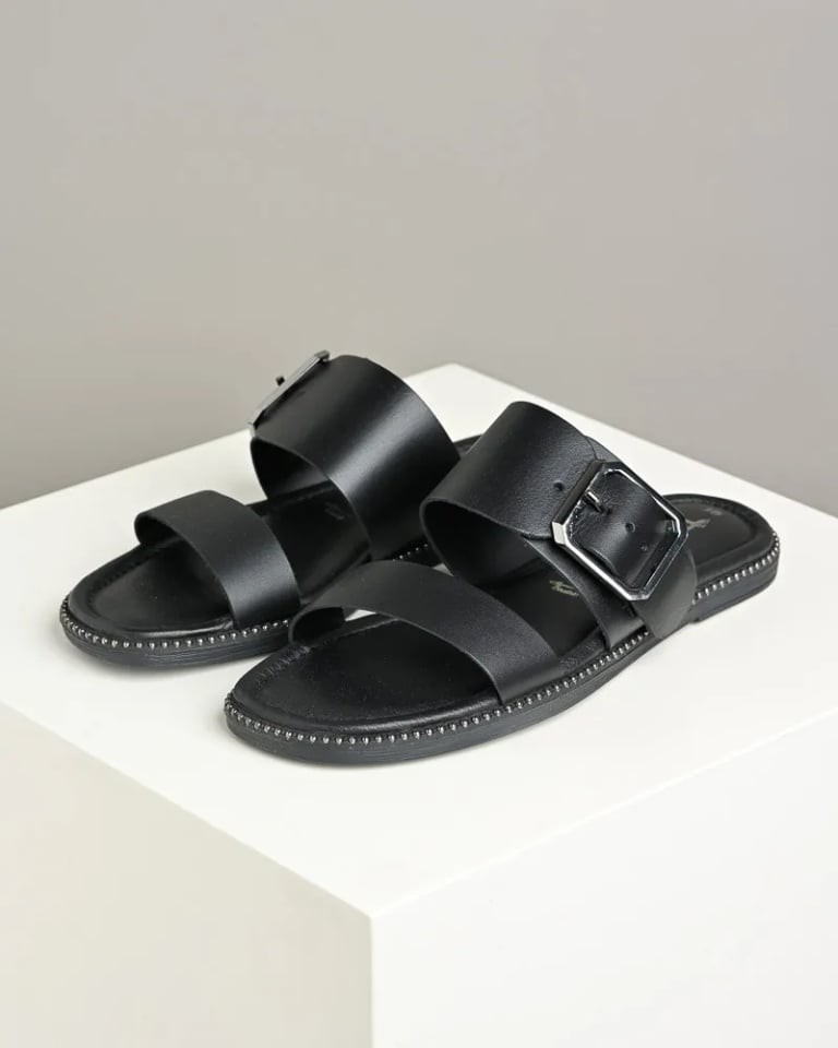 Tamaris Ženske kožne papuče 1-27128-44, Crne