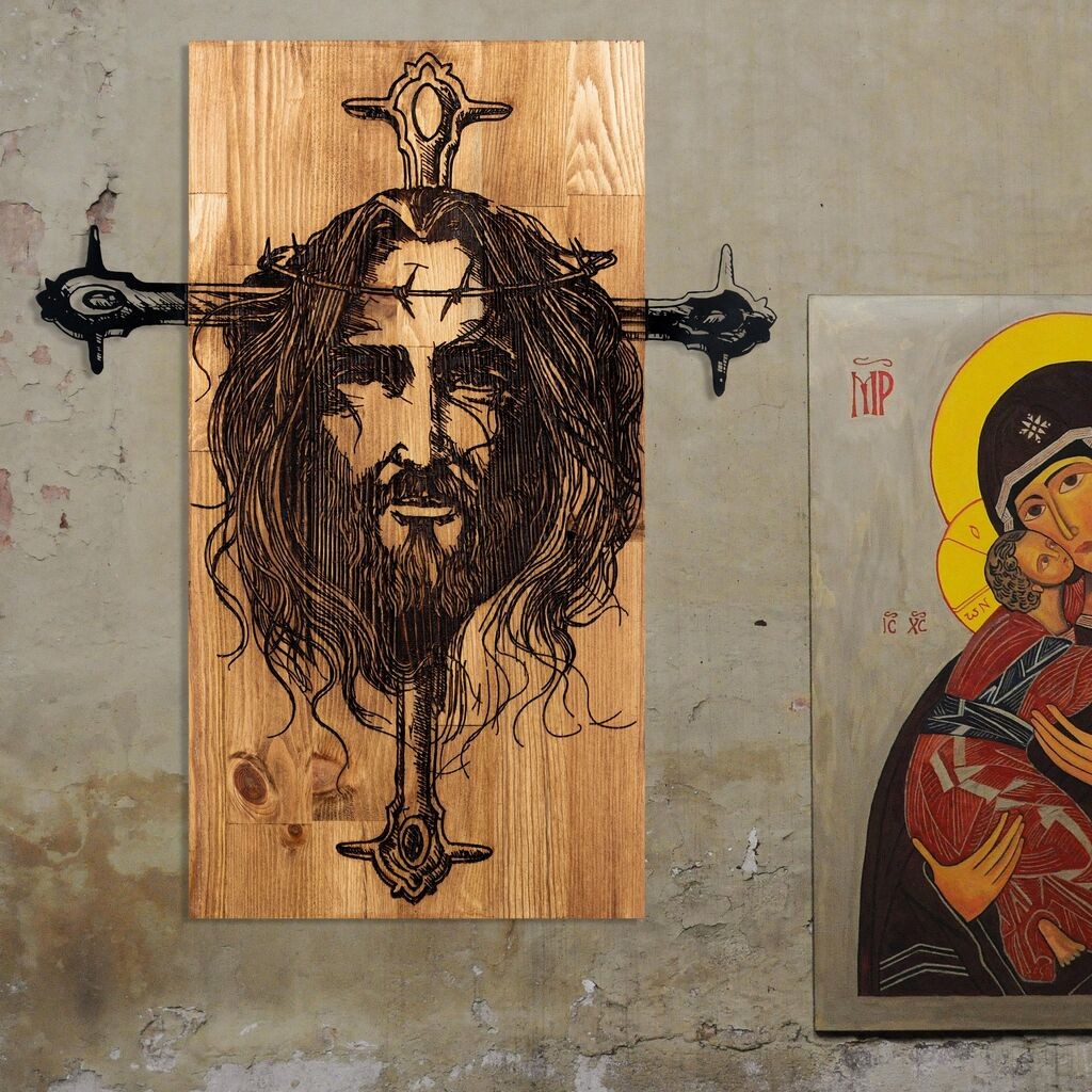 Wallity Zidna dekoracija Jesus, 48 x 57,5 cm,  Crna