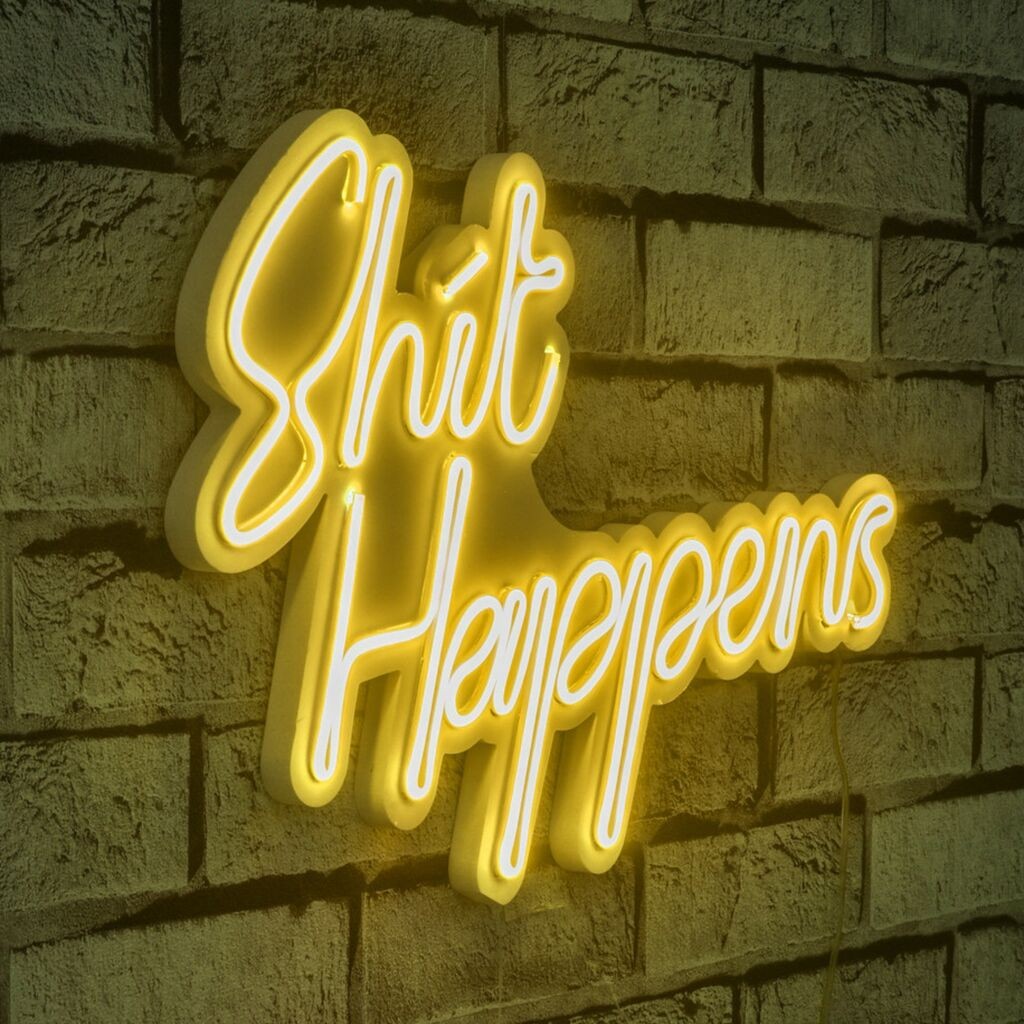 Wallity Dekorativna LED rasveta Shit Happens, 28x35x2cm, Žuta