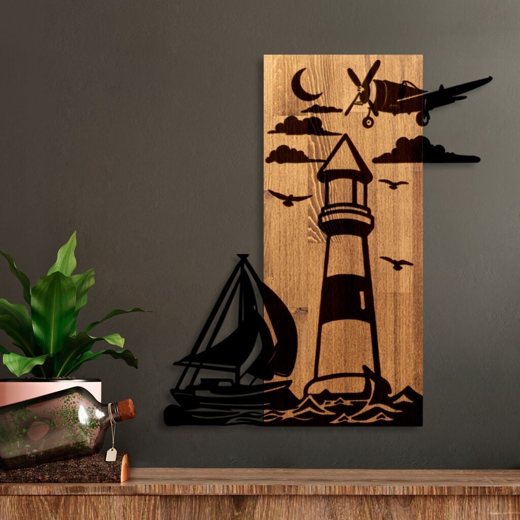 Wallity Zidna dekoracija Lighthouse, 52 x 58 x 3 cm,  Smeđa