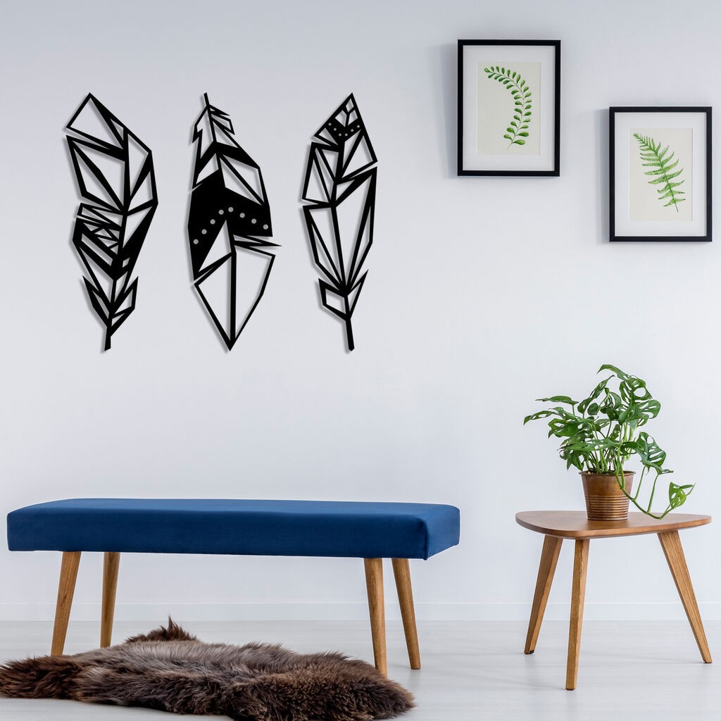 Wallity Zidna dekoracija Feather Metal Decor, 78 x 65 cm,  Crna