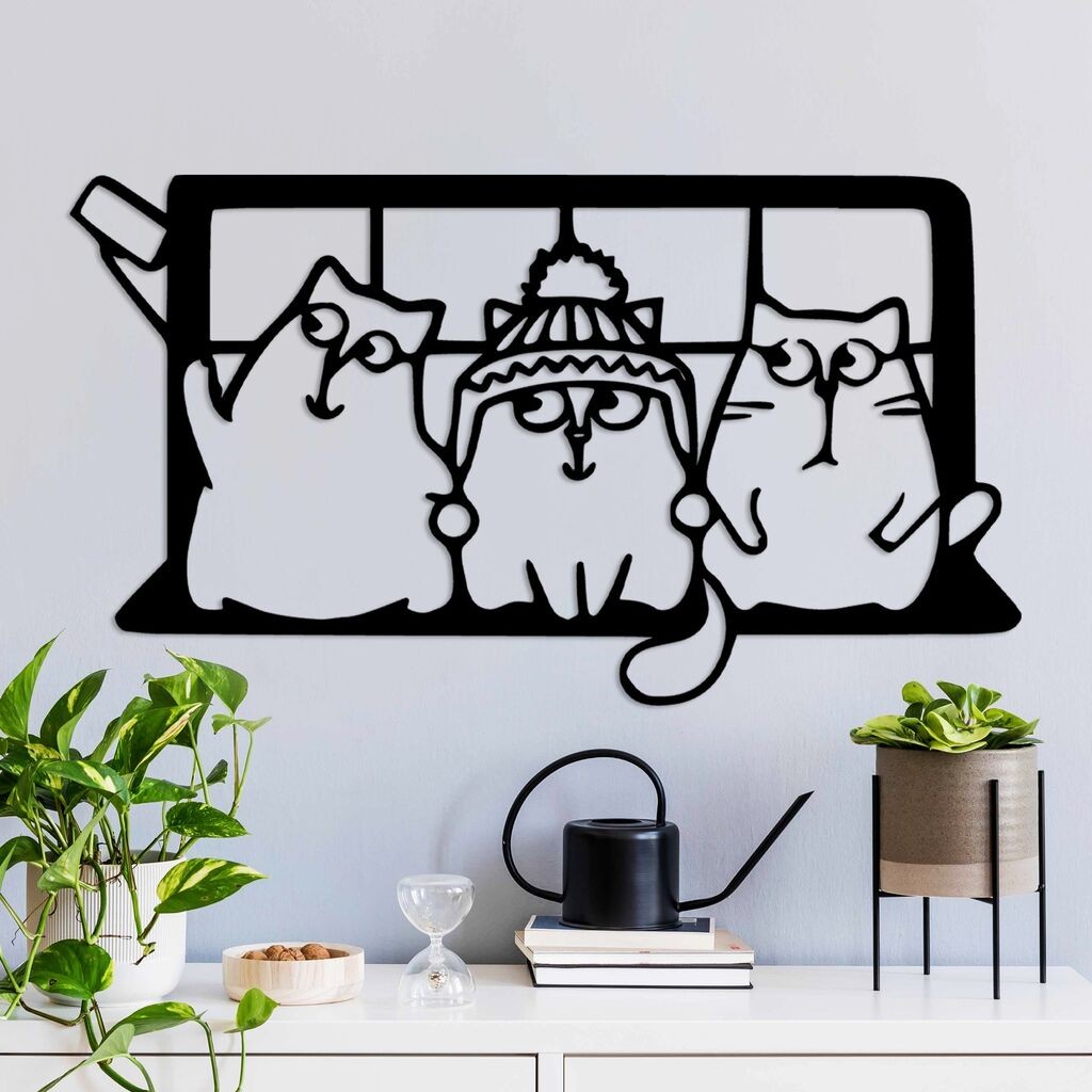 Wallity Zidna dekoracija Cat 7, 60 x 35 cm,  Crna