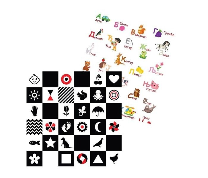 IQ Global Podloga za igru bebe Kontrasti i azbuka, Sklopiva, 150x200x1 cm, Šarena