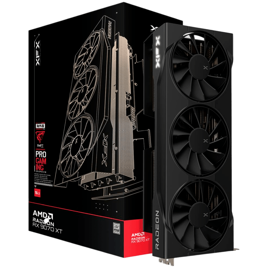Xfx Swift grafička kartica, Amd Radeon Rx 9070XT, trostruki ventilator, 16 GB, Gddr6, 256-bitna, samo Hdmi 3X DP Si